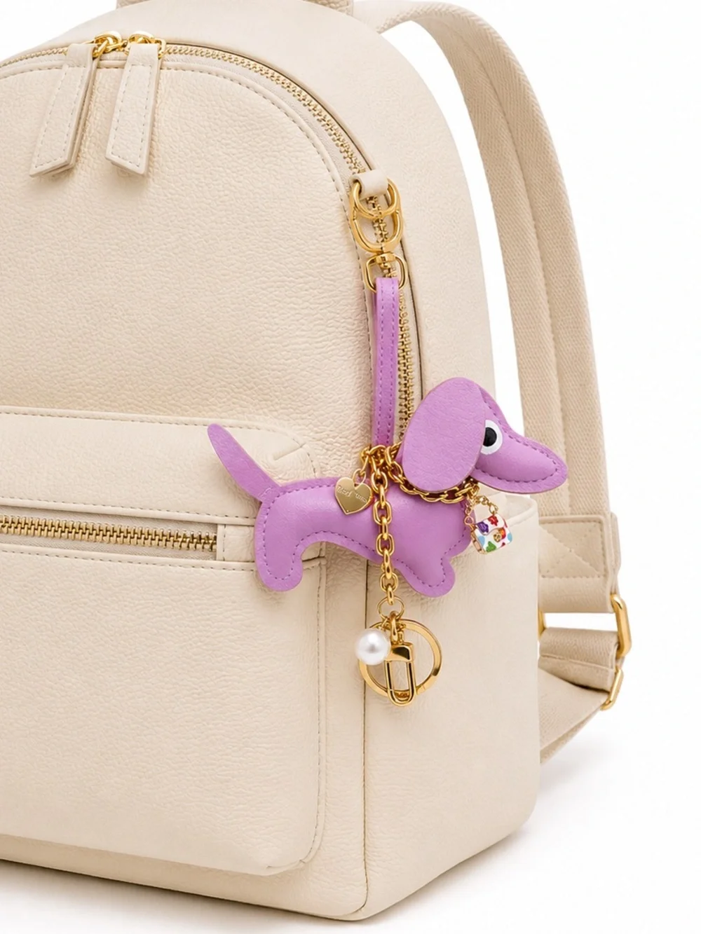 Charm Tory Toro Handmade Lavender Pink Leather Dachshund Bag Charm NWT 🐶💜
